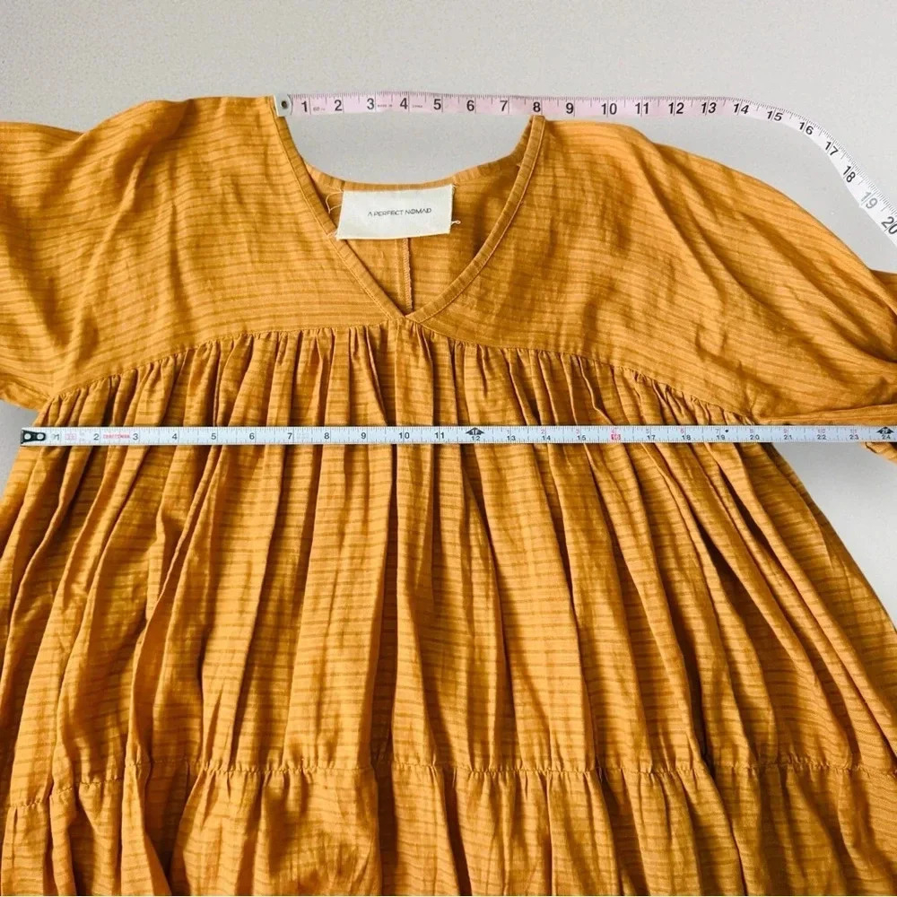 NEW A PERFECT NOMAD Symi Dress Trapez Organic Cotton Ochre Orange One Size - Picture 6 of 16